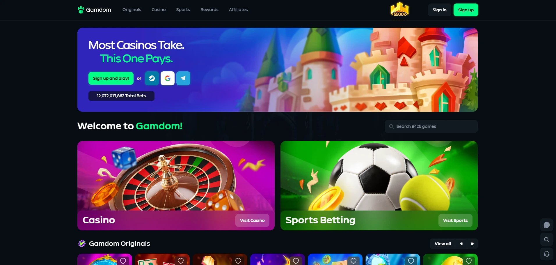 Gamdom Casino Review Website Interface and Sports Betting Platform