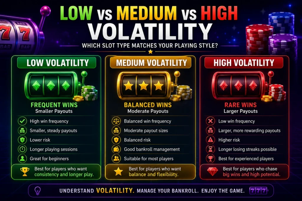 Low Medium and High Volatility Slot Comparison