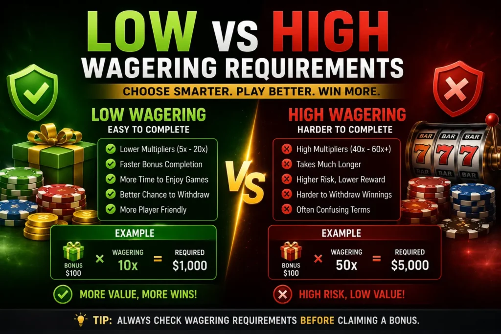 Low vs high wagering requirements comparison
